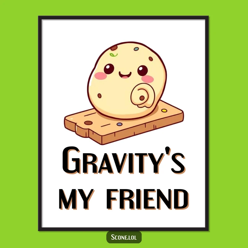 Funny Scone Rolling Down Pastry Board Poster - Hilarious Baking Decor for Your Walls!