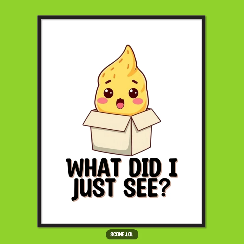 Funny Scone Surprise Poster: Whimsical Art of a Startled Baked Good, Unique Funny Gift