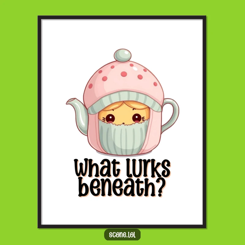 Funny Scone Tea Cozy Poster - Curious Baked Good Art for Your Walls!