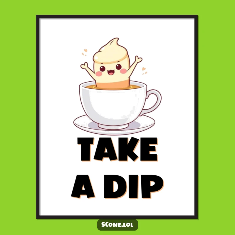 Funny Scone Tea Leap Poster - Hilarious Wall Art for Tea Lovers