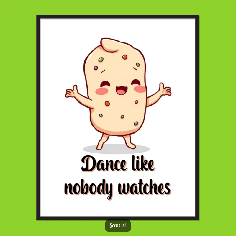 Funny Wobbly Scone Dance Poster - Hilarious Kitchen Wall Art