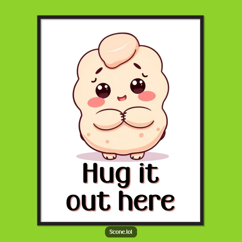 Funny Scone Hug Poster: Art of a Baked Good's Embrace, Unique Funny Gift