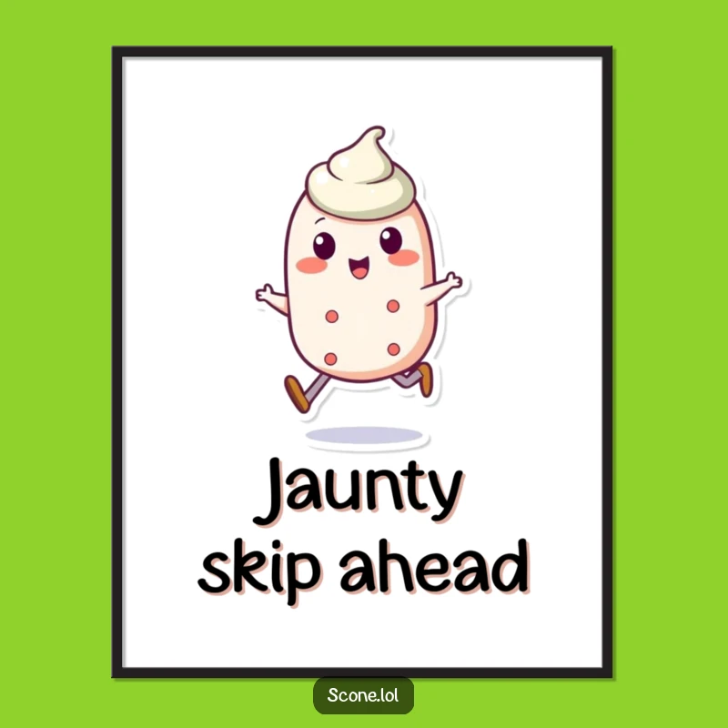 Funny Scone Skip Poster: Jaunty Character Art for a Cheerful Wall Gift