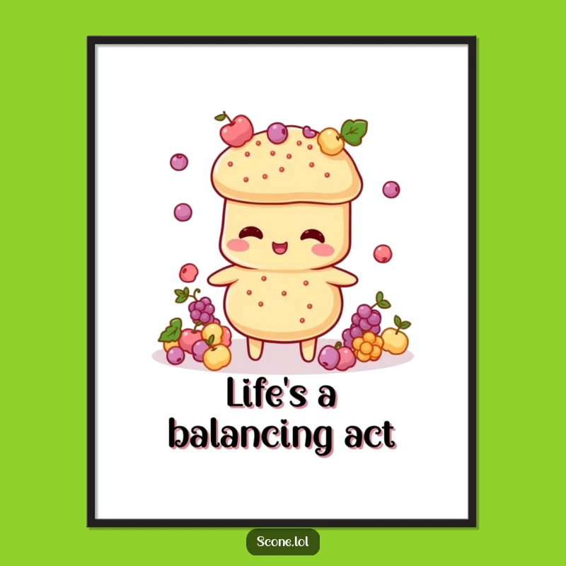 Funny Scone Juggler Poster: Uplift Your Decor with Whimsical Pastry Art