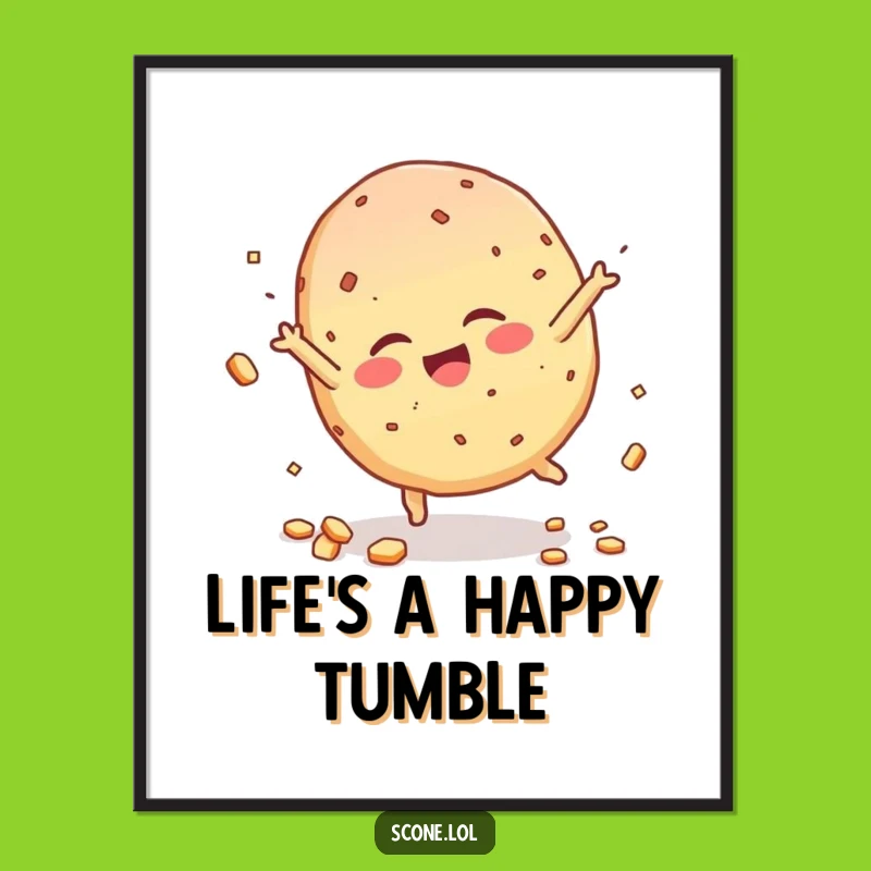 Funny Scone Poster - Giggling Cartwheel Art - Energetic Wall Decor Gift