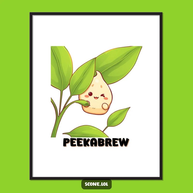 Funny Scone Tea Leaf Poster: Grinning Character Art, Quirky Wall Decor Perfect Funny Gift