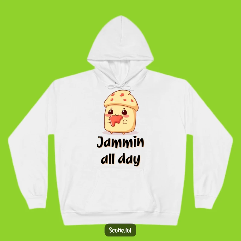 Funny Jam-Faced Scone Hoodie - Cozy Comfort with Messy Baked Good Charm