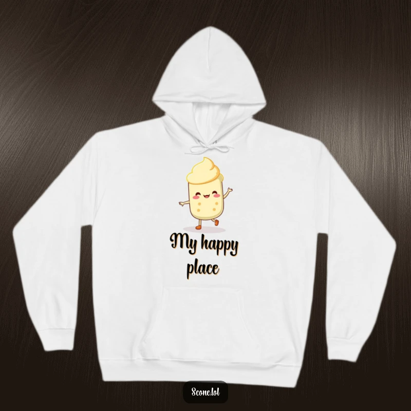 Funny Scone Dancer Hoodie: A soft hoodie featuring a scone character performing a merry little jig with a joyful expression.