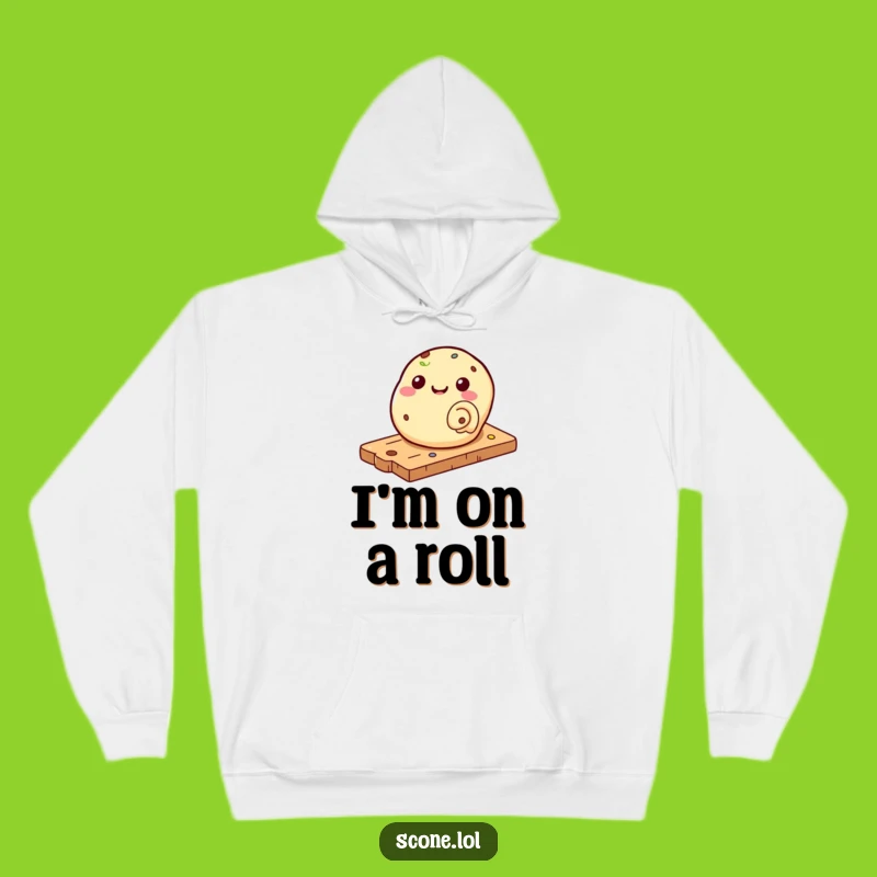 Funny Scone Rolling Down Pastry Board Hoodie - Cozy & Hilarious Gift for Bakers!