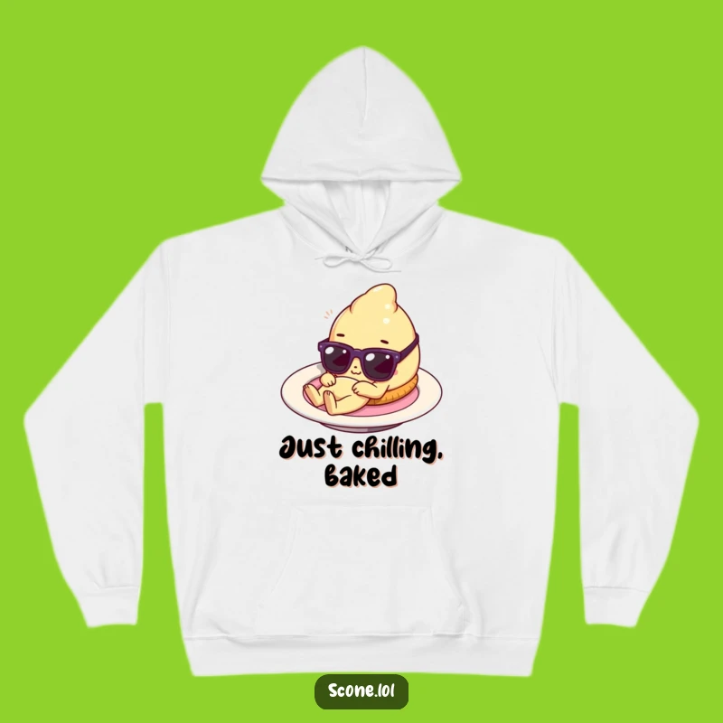 Funny Scone Chill Hoodie: Tiny Sunglasses Pastry Wear for Cozy Relaxation