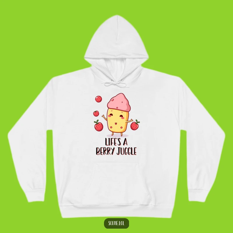 Cozy Funny Scone Hoodie - Juggling Berries Fun - Warm and Humorous Gift