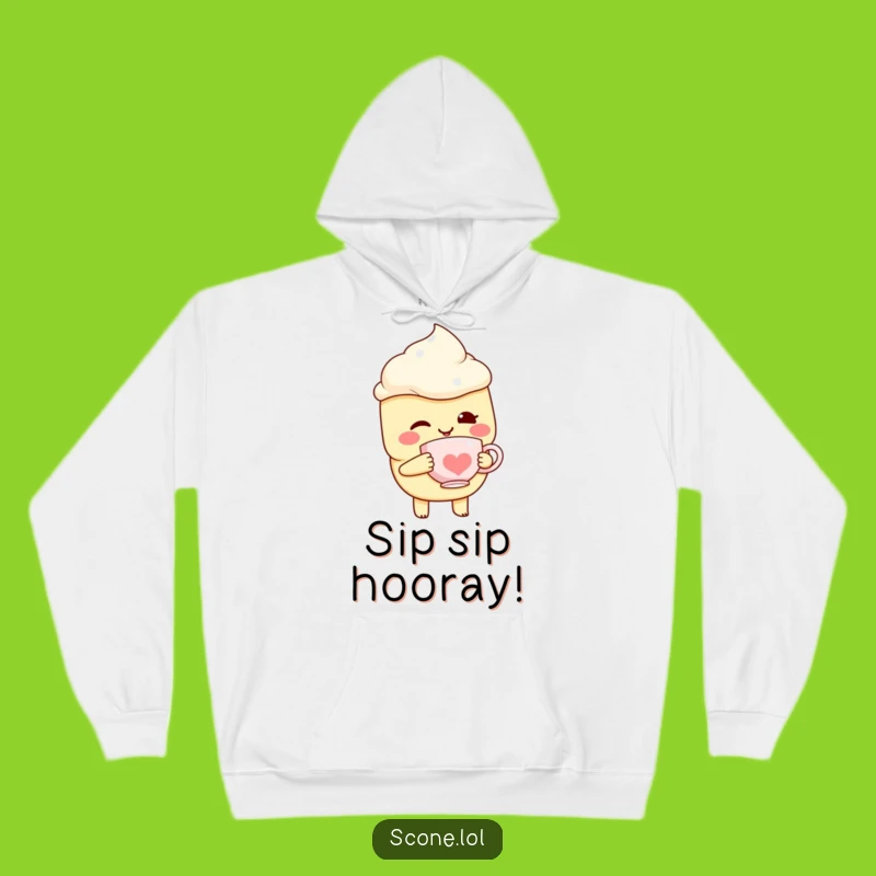 Cozy Funny Scone Hoodie with Teacup - Warmth and Wit for a Humorous Gift