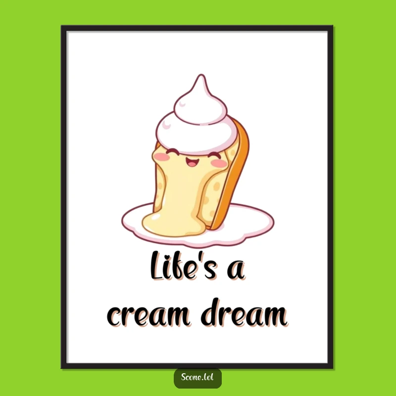 Free Printable Wall Art: Scone Cream Slide Whimsy Digital Downloadable Art Gift