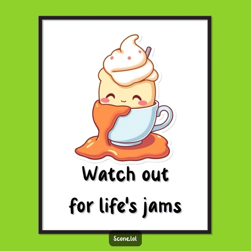 Funny Free Printable Scone Art - Jam Slip Mishap, Whimsical Downloadable Wall Decor