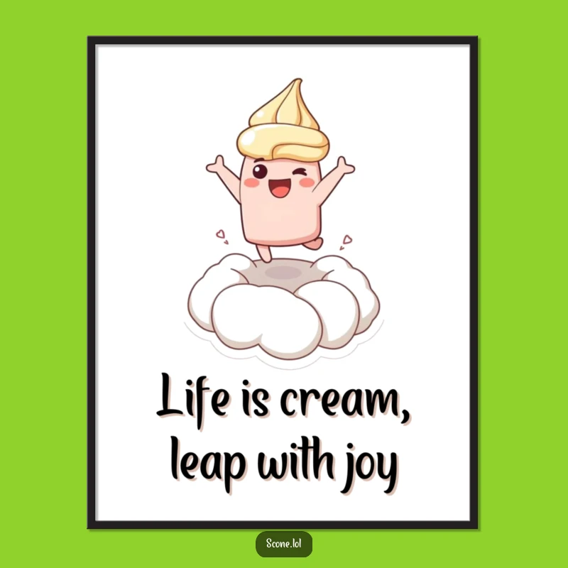 Funny Free Printable Scone Cream Leap Wall Art - Joyful Downloadable Art Gift