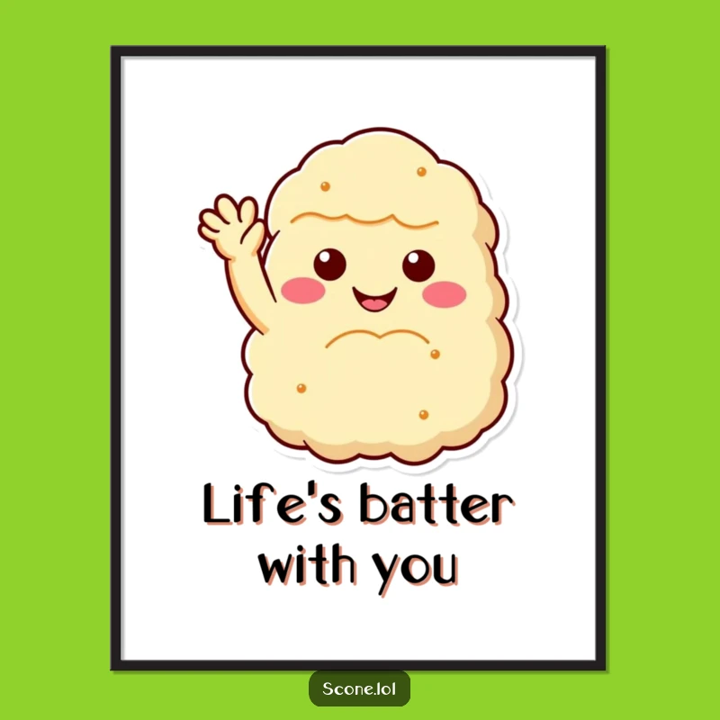 Funny Free Printable Scone Wall Art: Cheerful Waving Scone Downloadable Art