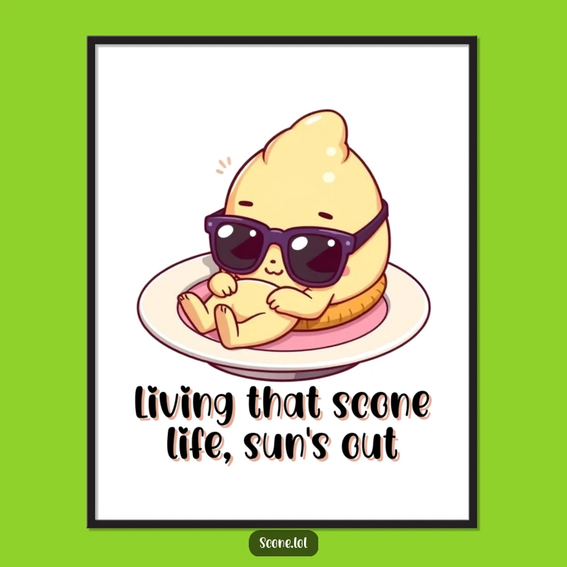 Funny Free Printable Scone Wall Art: Sunglasses Pastry Relaxing Downloadable Art Decor