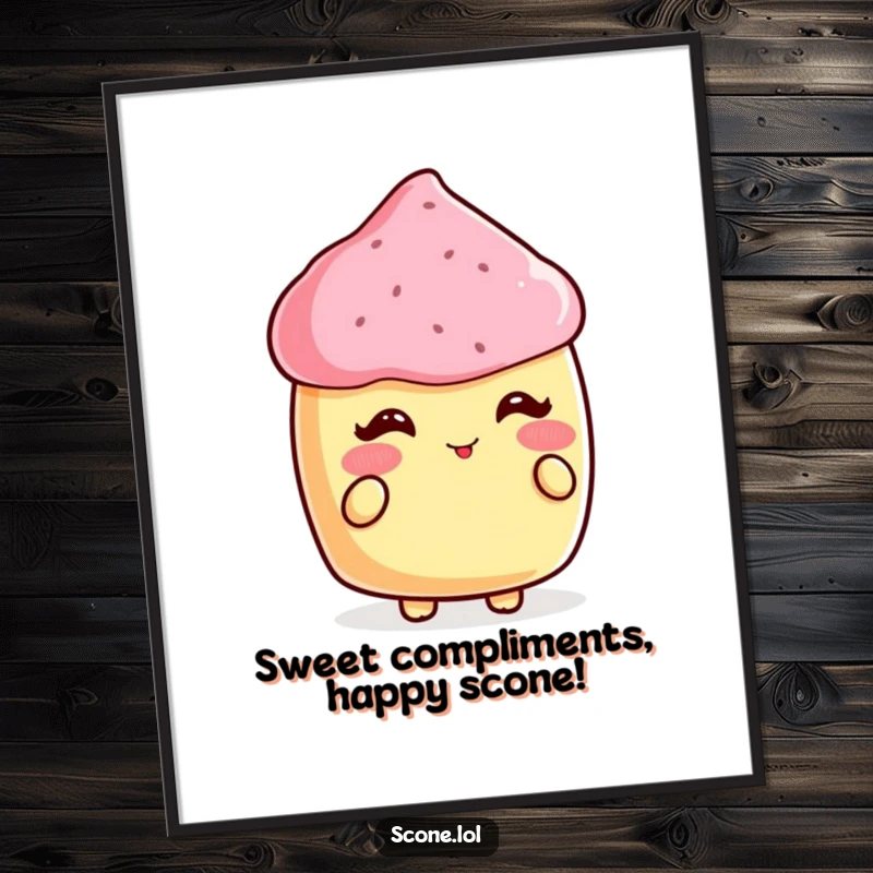 Funny Free Printable Wall Art: A scone emits a bright blush, looking bashful upon receiving a compliment.
