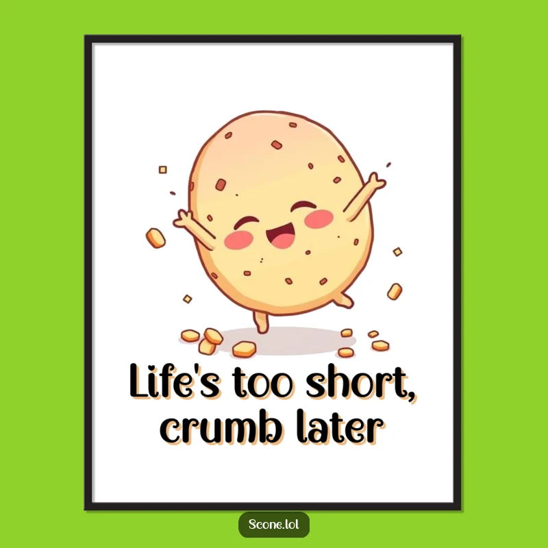 Funny Free Printable Wall Art: Cartwheeling Scone Character, Whimsical Downloadable Decor