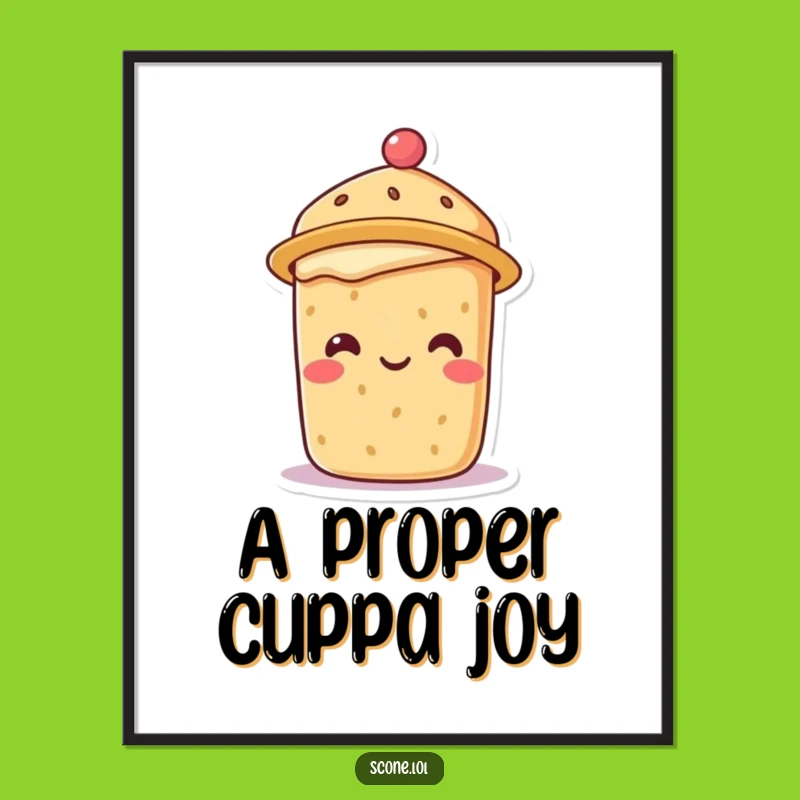 Funny Free Printable Wall Art: Dapper Scone Tea Hat Downloadable Decor Gift