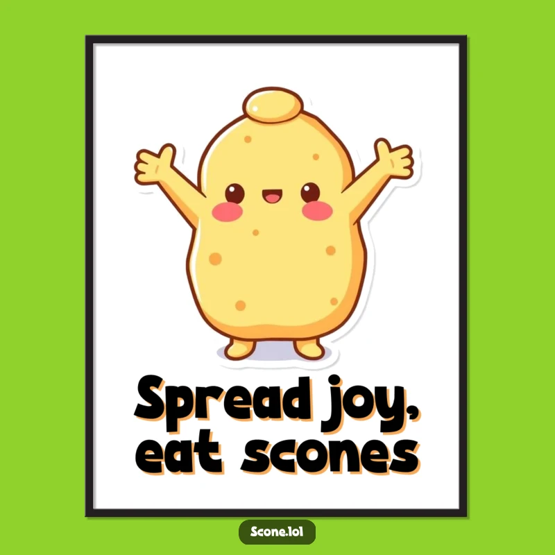 Funny Free Printable Wall Art: Happy Scone Embrace, Downloadable Art Gift