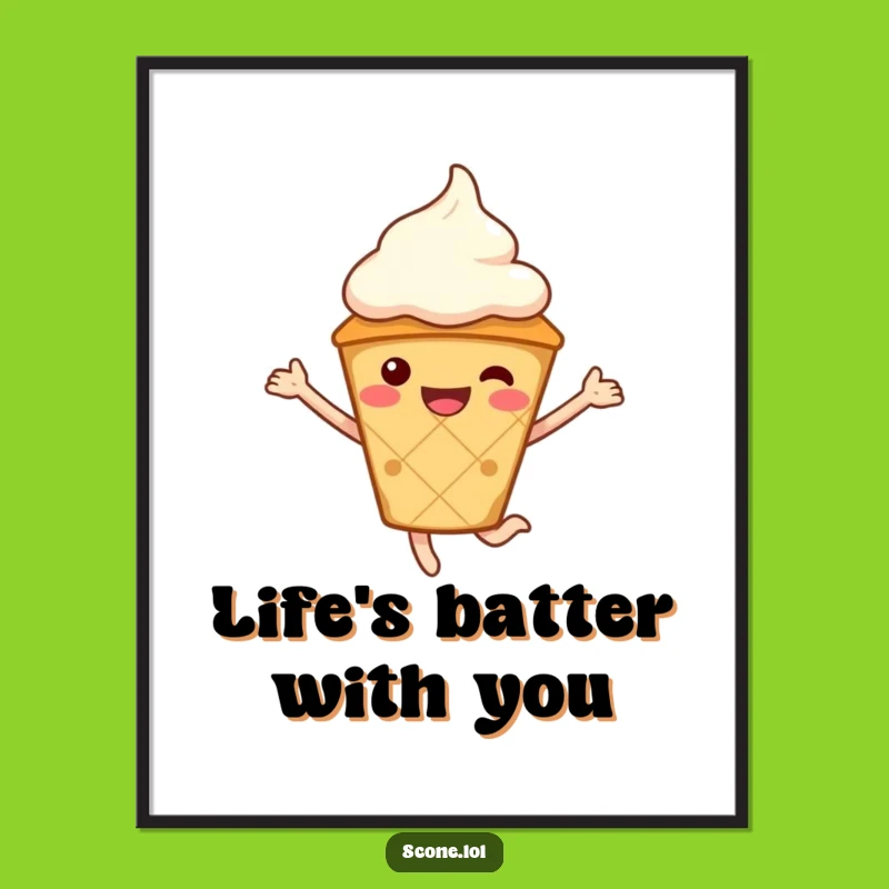 Funny Free Printable Wall Art: Jumping Scone Character, Whimsical Downloadable Decor