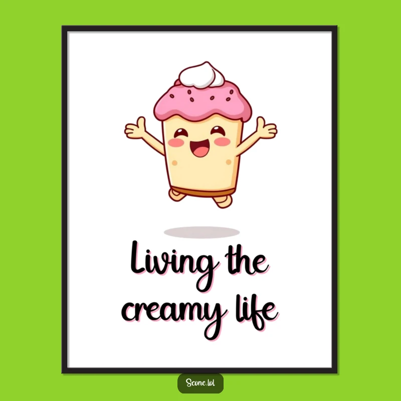 Funny Free Printable Wall Art: Scone Cream Jump Downloadable Decor Gift