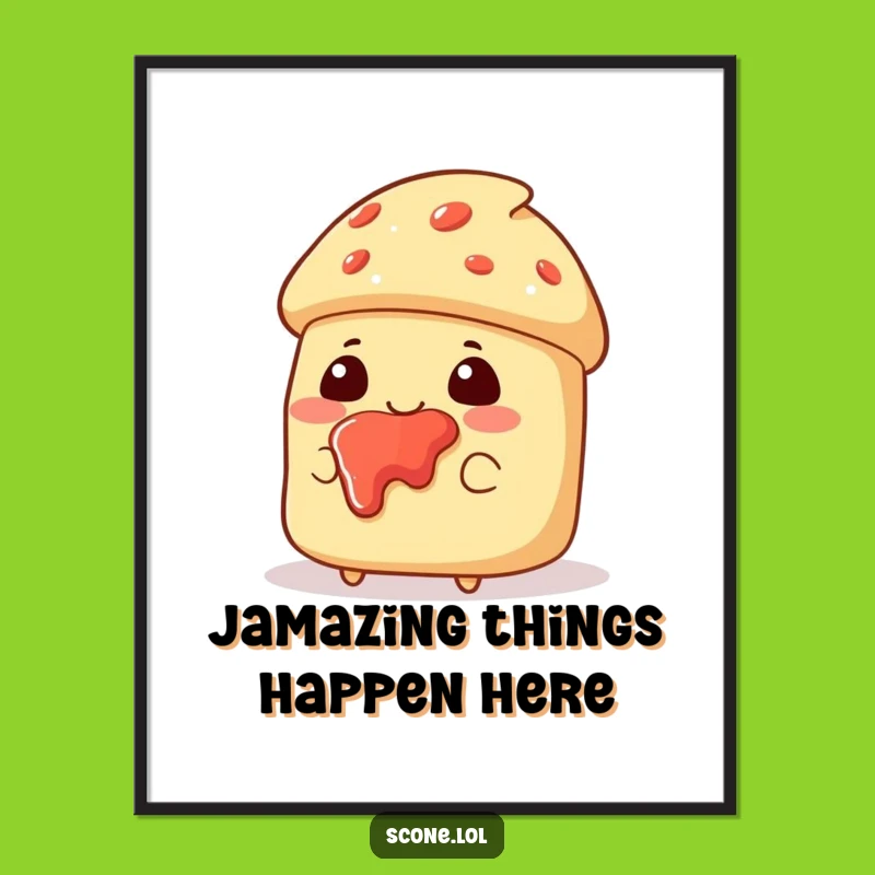 Messy Scone Funny Free Printable Wall Art - Playful Jam-Splattered Downloadable Decor