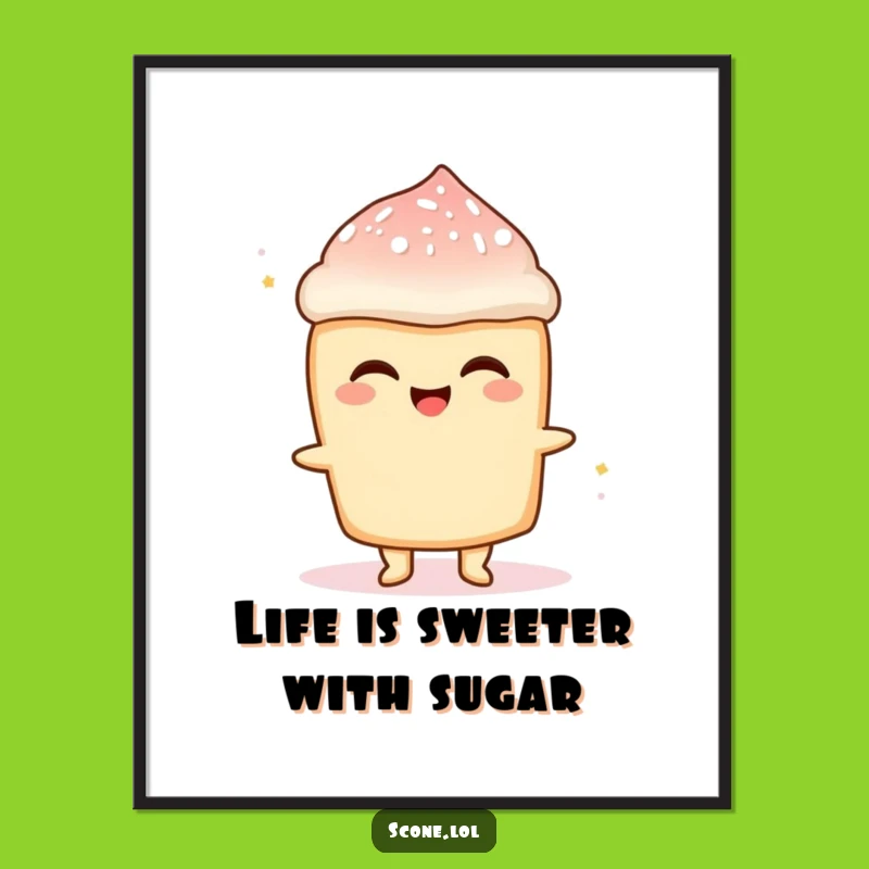 Funny Free Printable Scone Art: Sugar Dust Delight Downloadable Decor