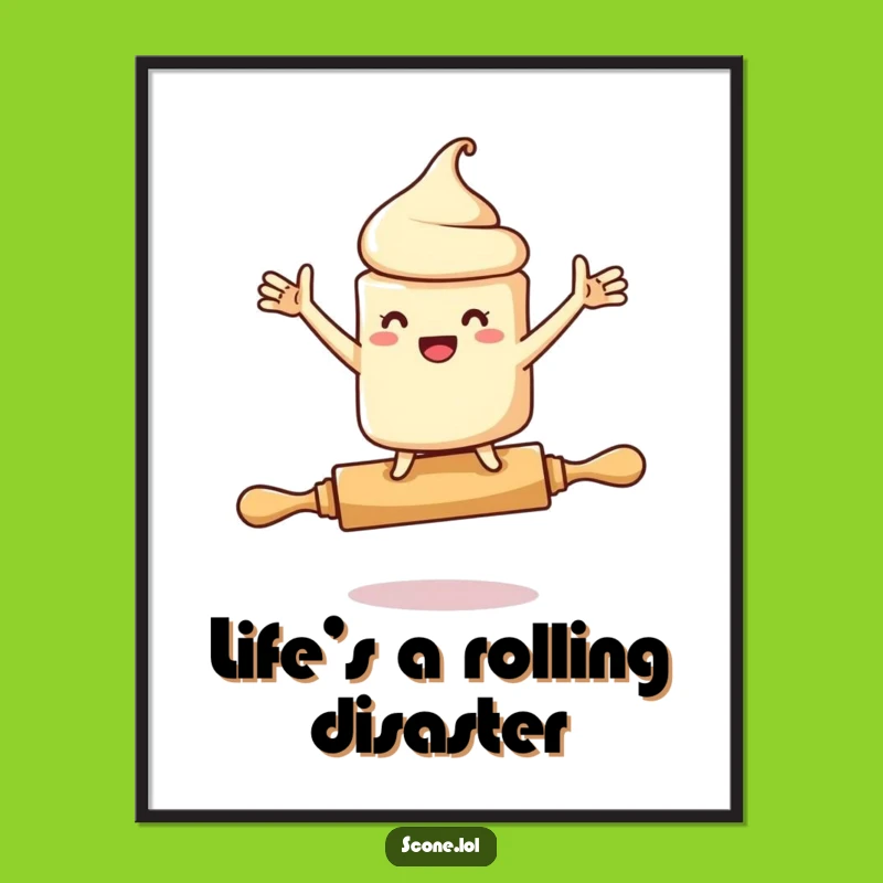Funny Free Printable Scone Art - Rolling Pin Balance Act, Whimsical Downloadable Wall Decor