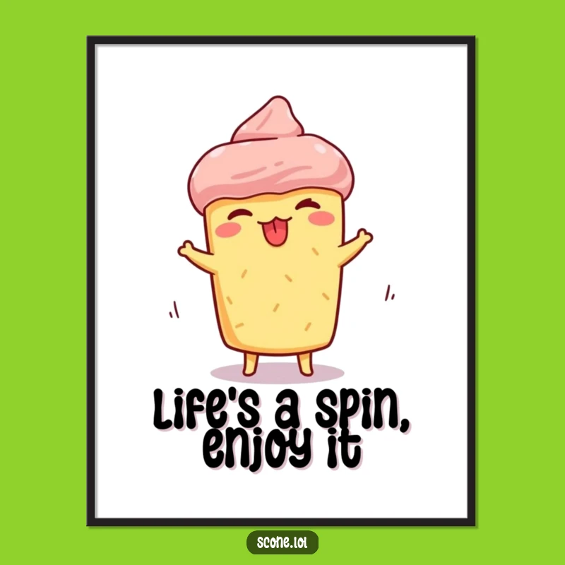 Quirky Free Printable Wall Art: Scone Silly Face Spinning - Downloadable Decor