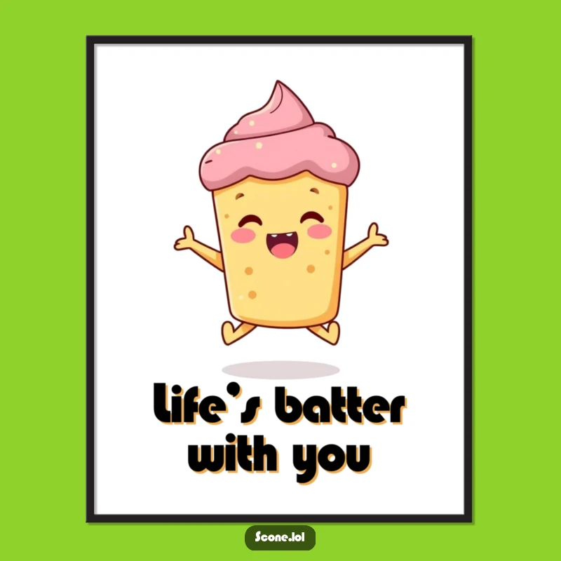 Free Printable Wall Art: Cheerful Scone Jumping Funny Downloadable Art Print for Your Home