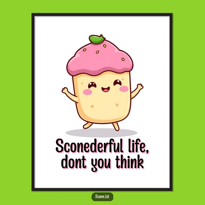 Happy Bouncing Scone Funny Free Printable Wall Art - Cheerful Downloadable Decor