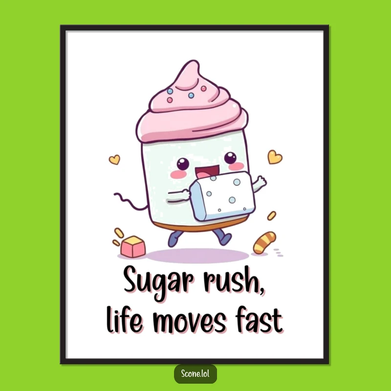 Funny Free Printable Scone Race Wall Art - Sugar Cube Dash Downloadable Art Gift