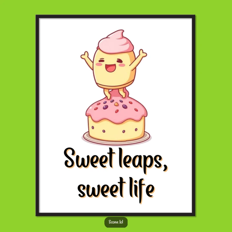 Joyful Scone Leap Funny Free Printable Wall Art - Energetic Downloadable Decor