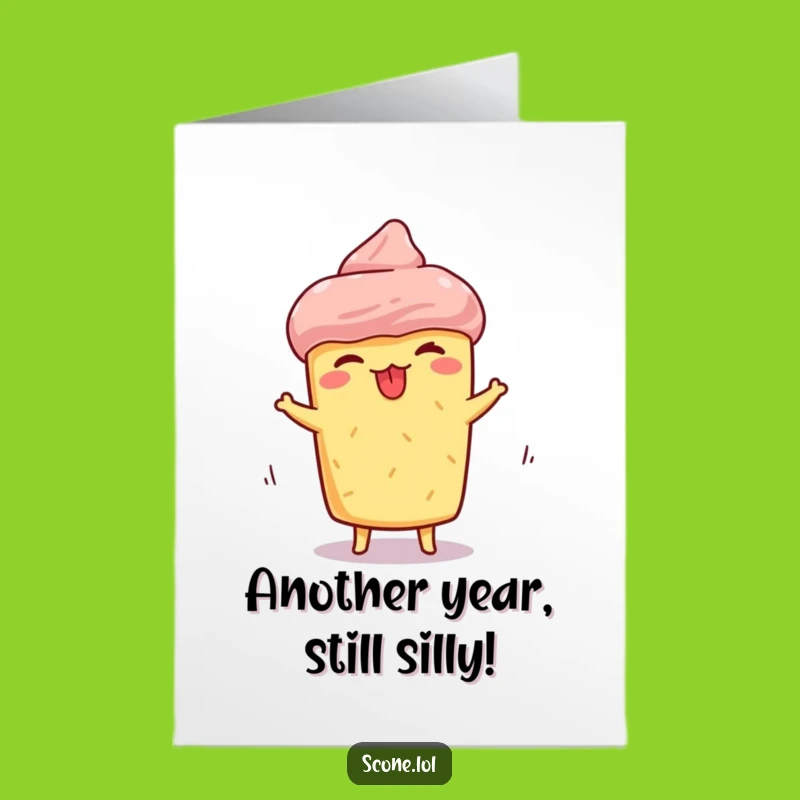 Funny Free Printable Birthday Card: Scone Silly Face Tongue Out - Downloadable Gift