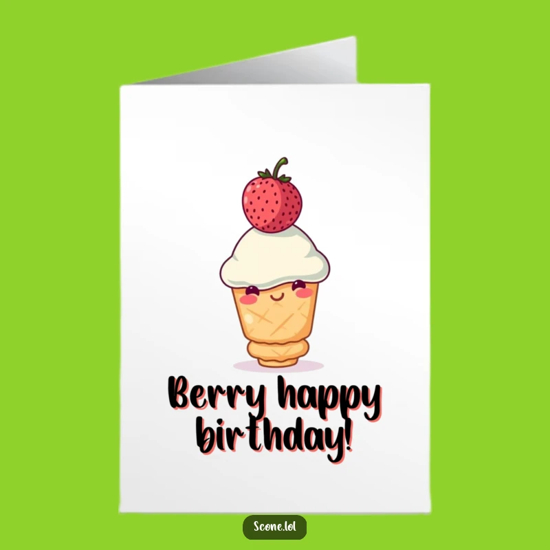 Free Printable Birthday Scone Card: Wobbly Berry Balance Funny Gift