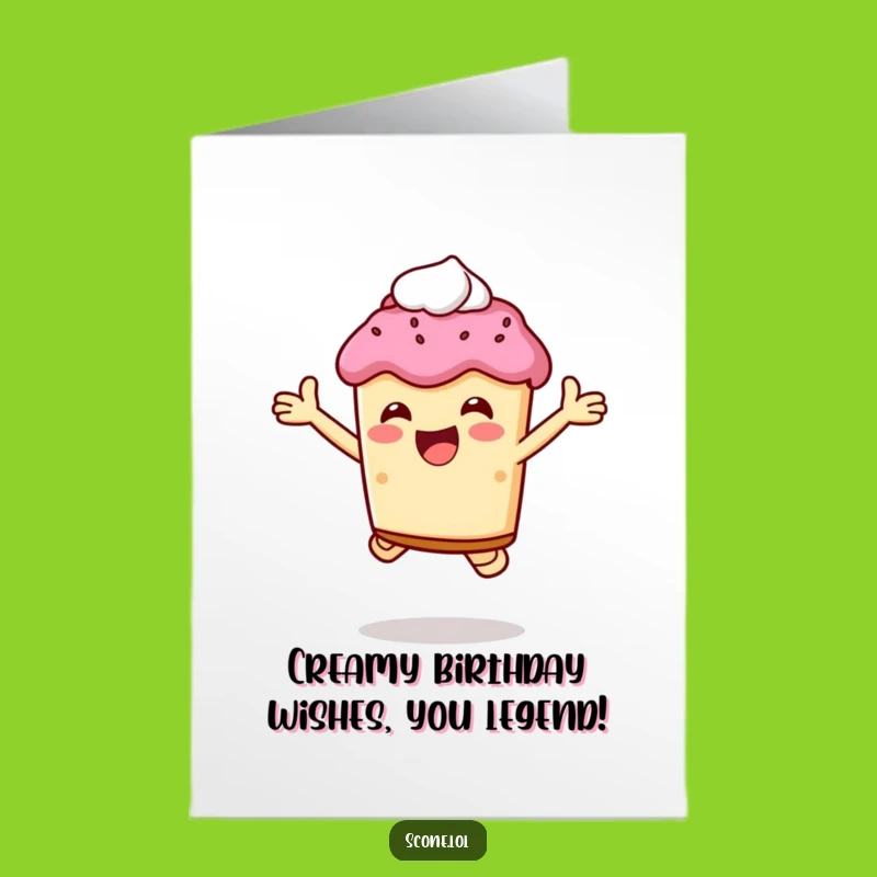 Free Printable Birthday Card: Joyful Scone Cream Jump Funny Downloadable Gift