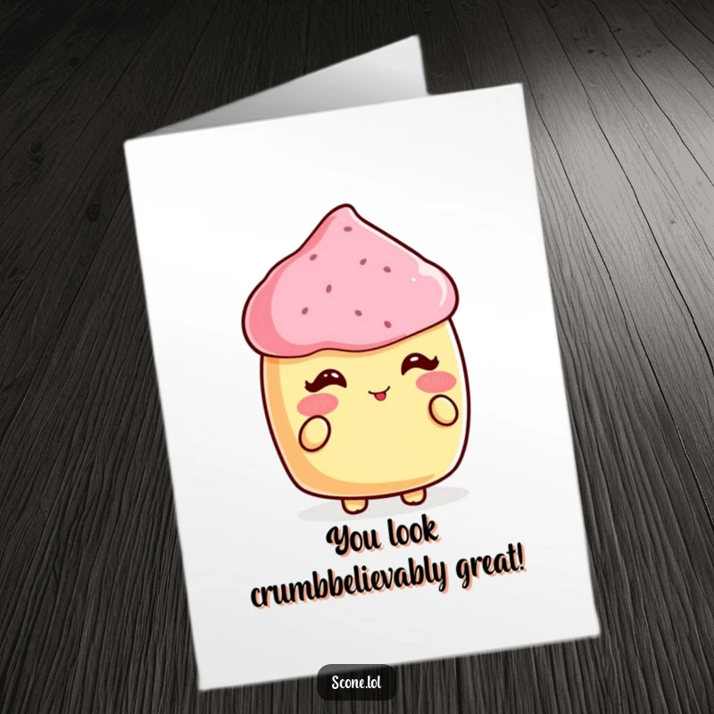 Funny Free Printable Birthday Card: A charming scone blushes deeply as it receives a lovely compliment on its birthday.