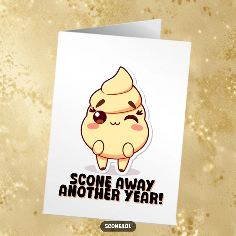 Funny Free Printable Birthday Card: Scone character with raised eyebrows and a playful smirk, exuding sassy birthday cheer.