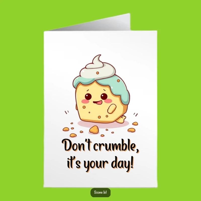 Free Printable Birthday Card: Tripping Scone's Oops - Funny Downloadable Mishap Gift