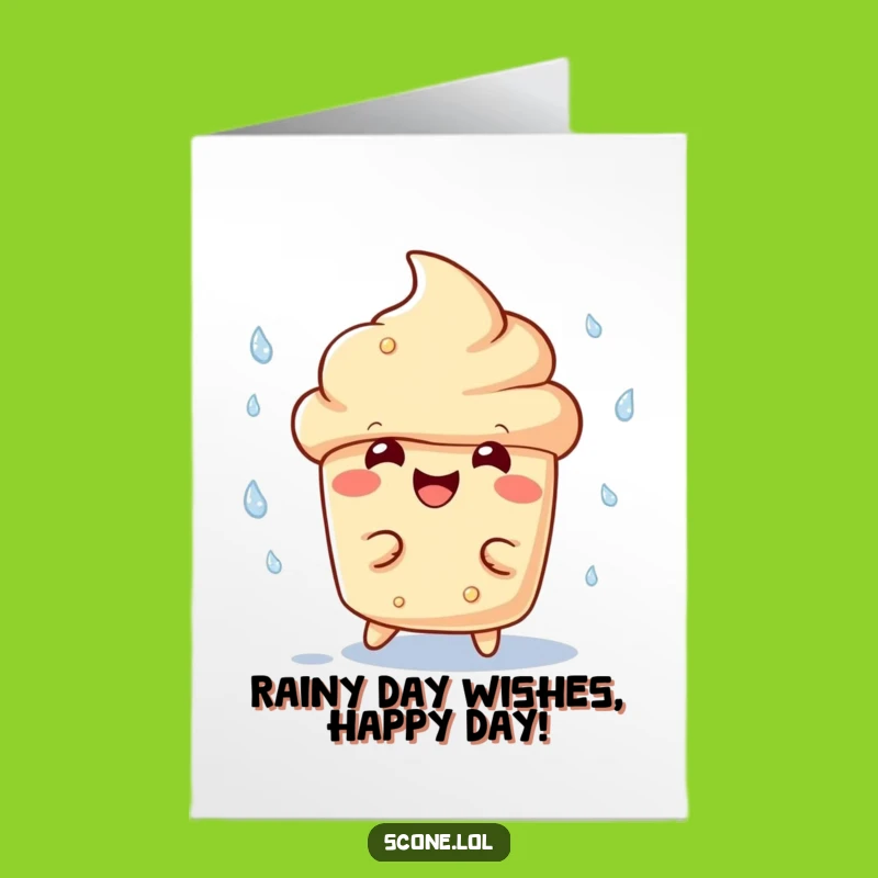 Free Printable Funny Scone Birthday Card: Dodging Raindrops with a Grin for a Giggle-Filled Day