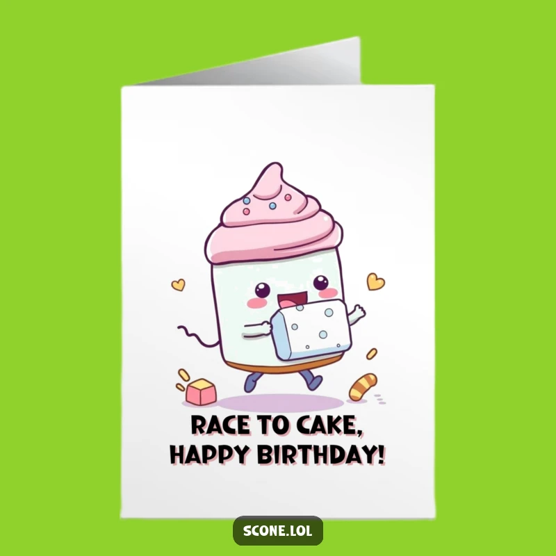 Free Printable Scone Race Birthday Card - Sugar Cube Dash Downloadable Funny Gift