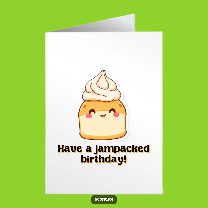 Free Printable Birthday Card: Funny Scone with Cream Hat - Hilarious Downloadable Gift