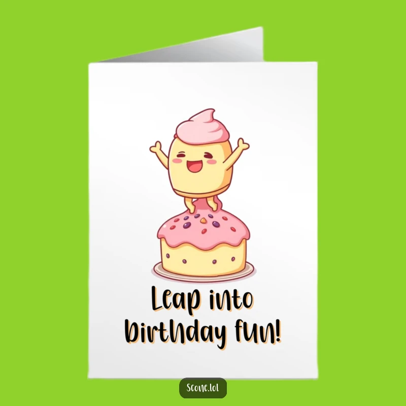 Joyful Scone Leap Birthday Free Printable Card - Playful Downloadable Greeting