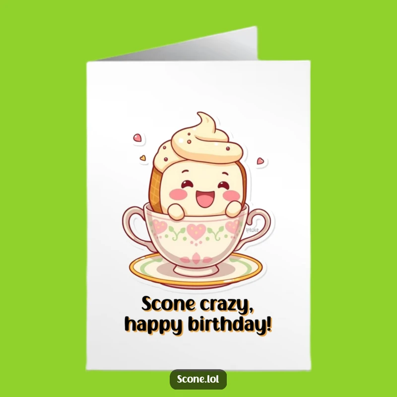 Free Printable Birthday Card: Falling Scone Teacup Tumble - Funny Birthday Gift