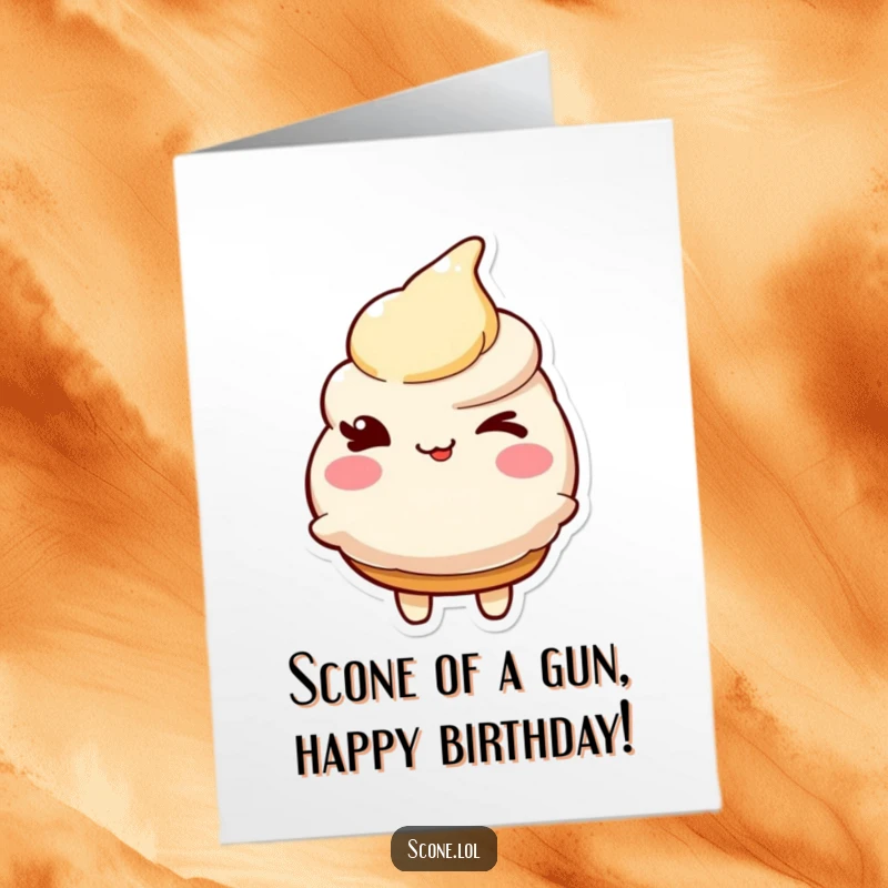 Funny Free Printable Birthday Card: A friendly scone character giving a playful, charming wink.