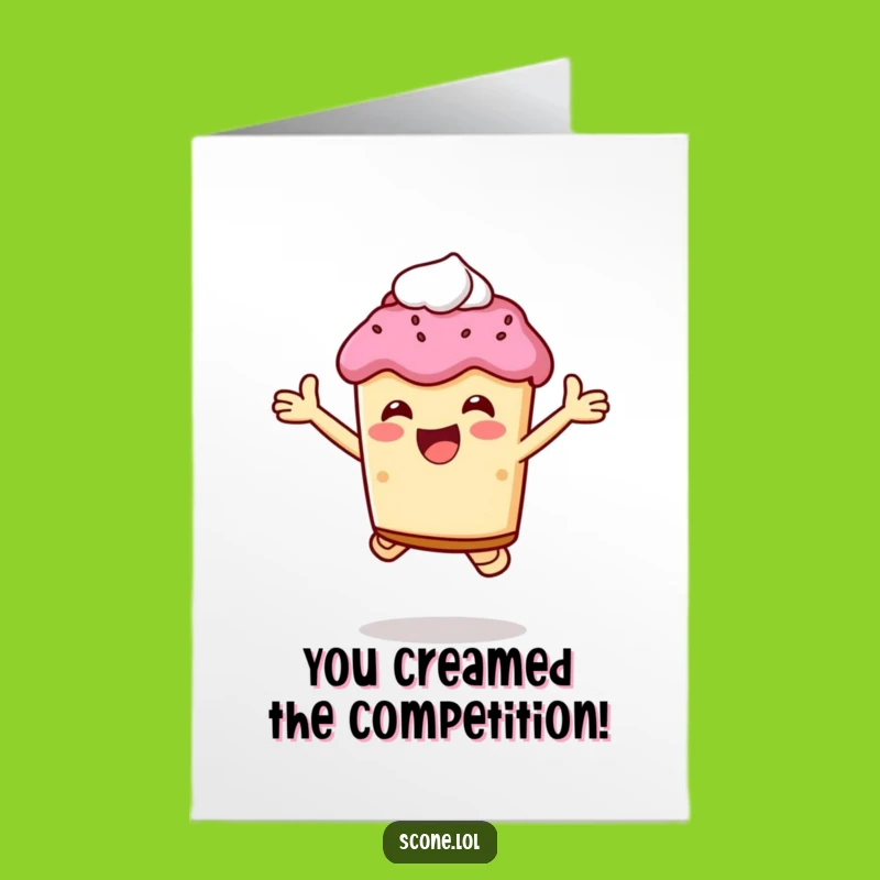 Free Printable Congrats Card: Scone Cream Jump Celebration Downloadable Gift