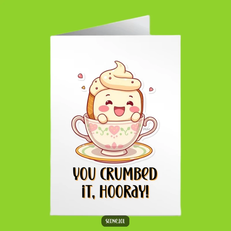 Free Printable Congrats Card: Scone Teacup Plunge - Funny Celebration Gift