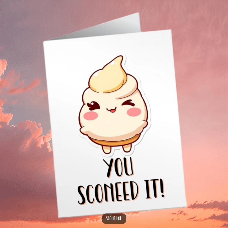 Funny Free Printable Congratulations Card: A scone character bestows a friendly, knowing wink of approval.